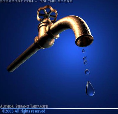 Tap with water drops 3D Model