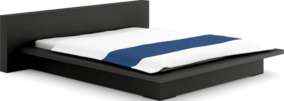 Grey Bed with WhiteBlue Cover 3D Model