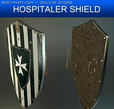 Hospitaler Medieval Shield 3D Model
