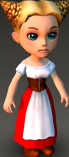 Cartoonish Civilian Female 3D Model
