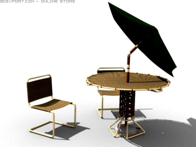 Patio Chair and Table Set 3D Model