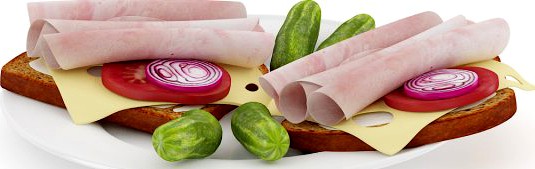 Sandwiches on Plate 3D Model