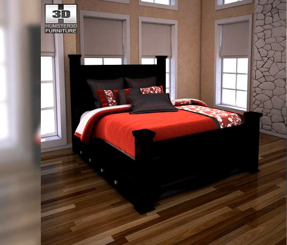 Ashley Shay Queen Poster Bed with Storage 3D Model