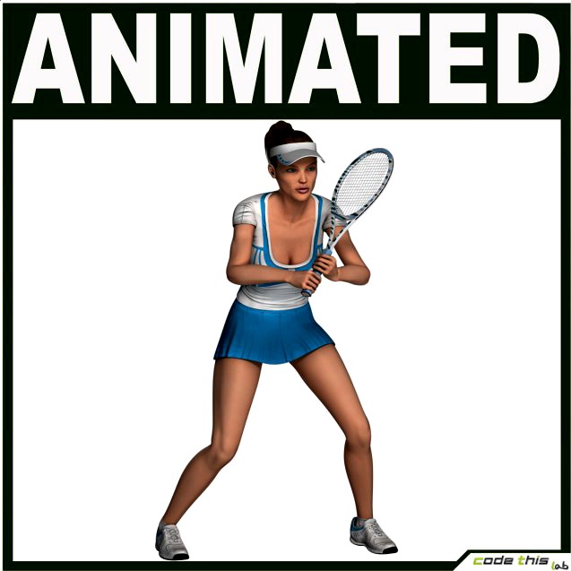 White Female Tennis Player 3D Model