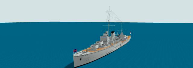 Light cruiser Ajax 3D Model
