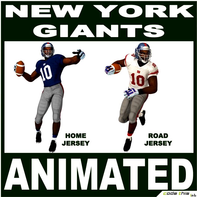 Giants Black American Football Player CG 3D Model