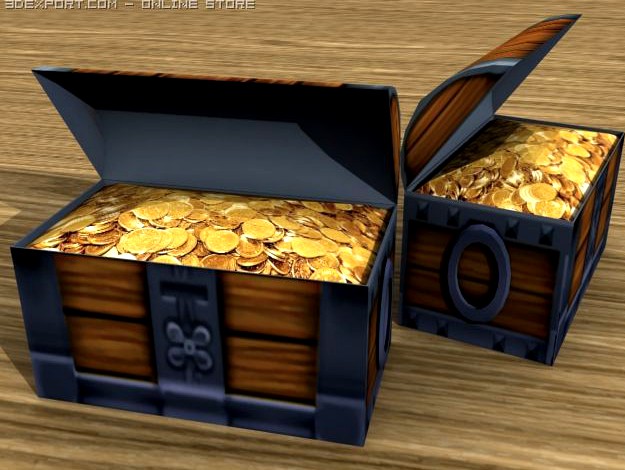 Gold Coins Treasure Chest 3D Model