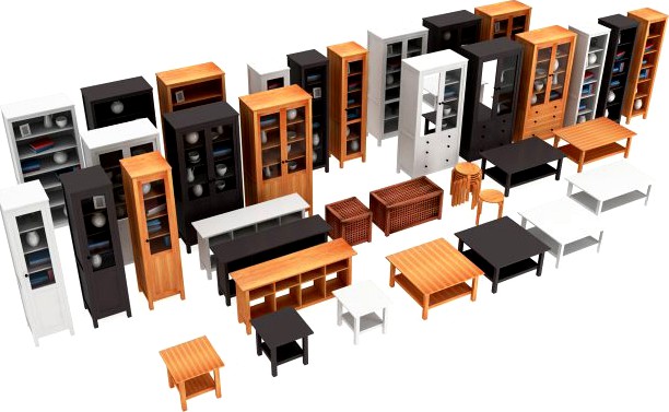 Set of 14 IKEA HEMNES and HOL furniture 3D Model