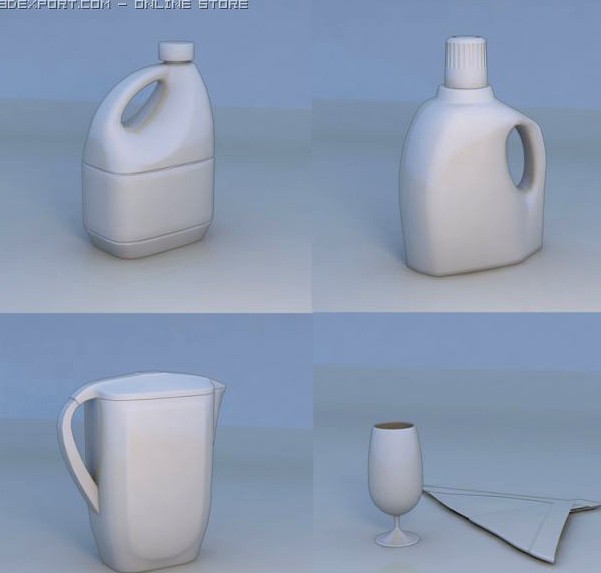 Glass water bottle sauce boat 3D Model