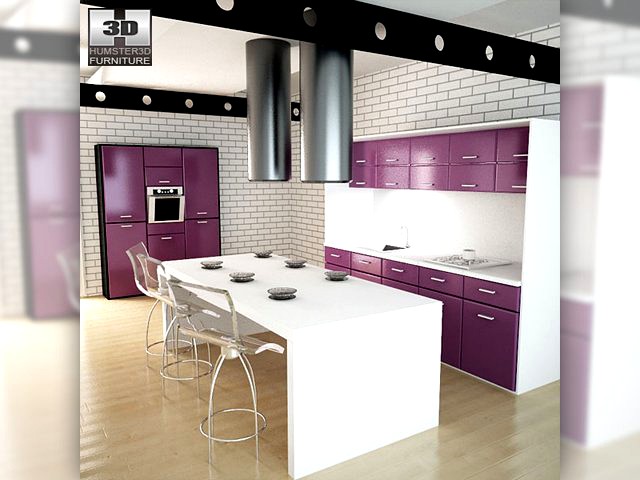 Kitchen set i3 3D Model