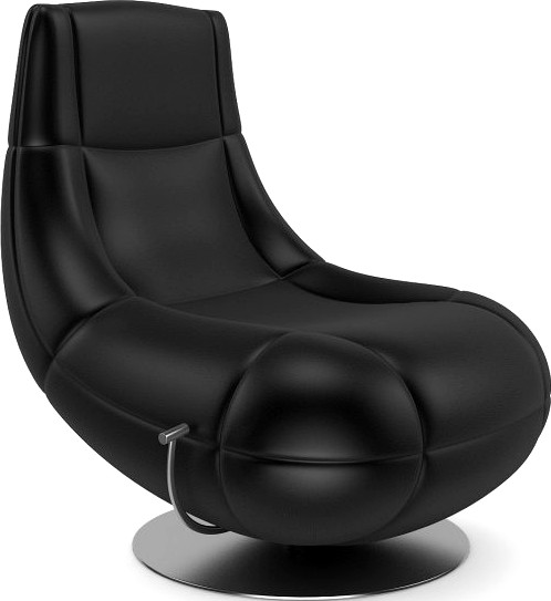 Black Leather Swivel Chair 3D Model