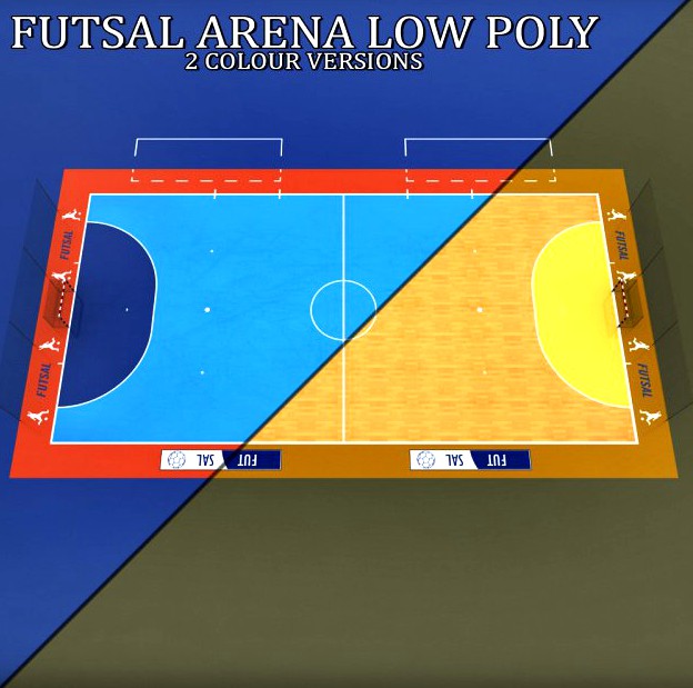 Futsal court arena low poly 3D Model
