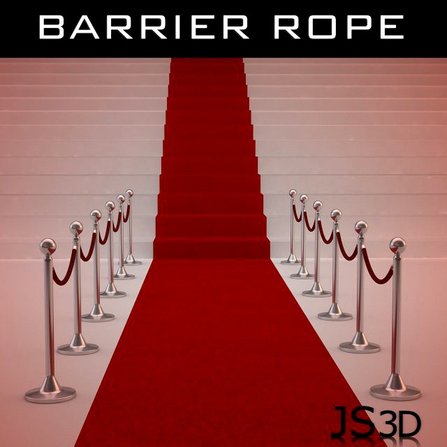 Roped Stanchions 3D Model