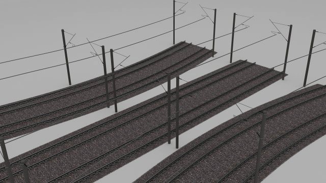 Electrified train line 3D Model