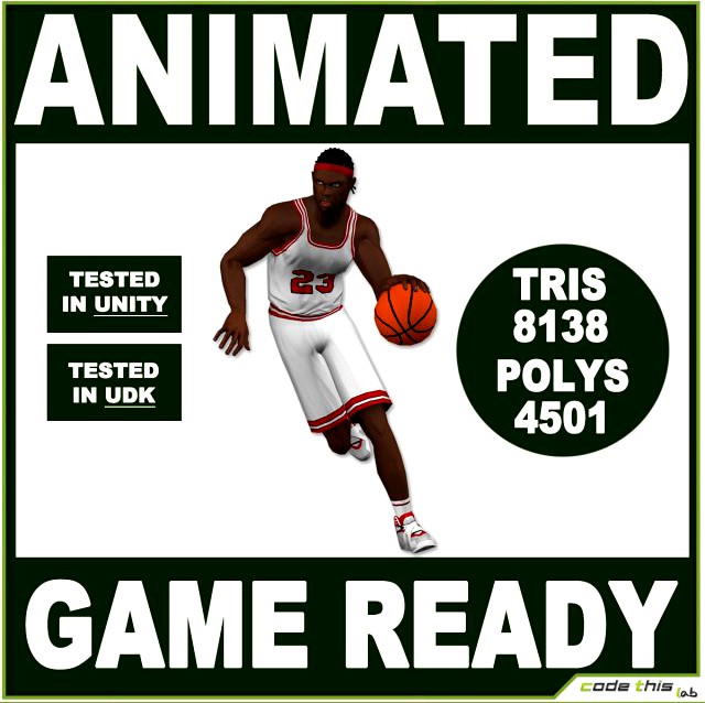Black Basketball Player 8138 tris 3D Model