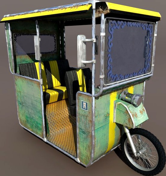 Old rickshaw Tuk Tuk 3D Model