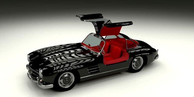 Rigged Mercedes 300SL Gullwing with Interior 3D Model