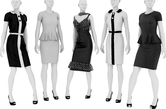 Female mannequins in dresses01 3D Model