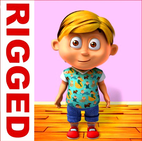 Boy cartoon rigged 05 3D Model