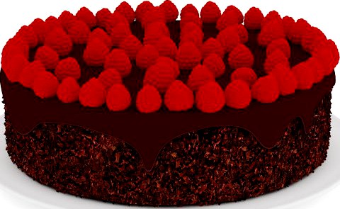 Chocolate Cake with Raspberries 3D Model