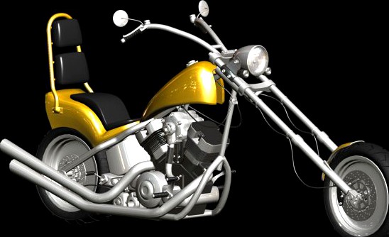 Chopper Motorcycle Yellow 3D Model