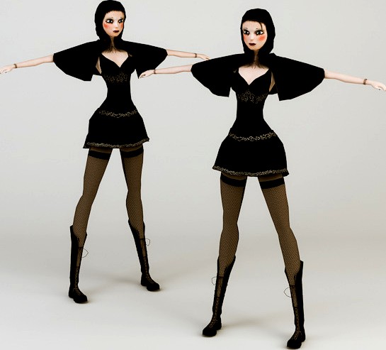 Gothic Girl Low Poly