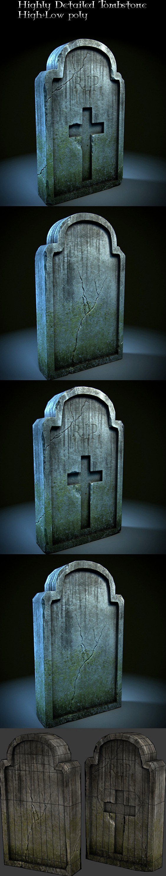 Old Cracked Grave Tombstone