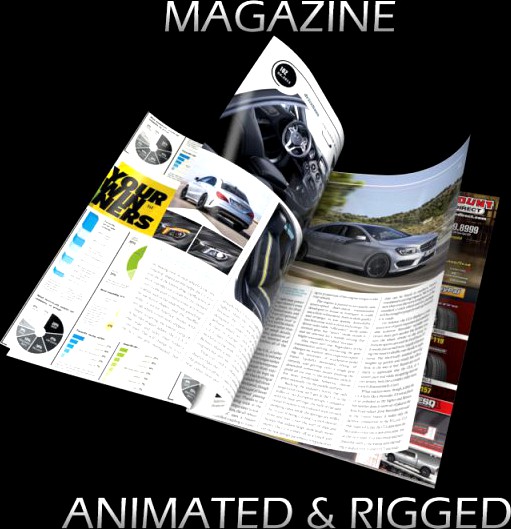 Magazine Opening Rigged  Animated 3D Model