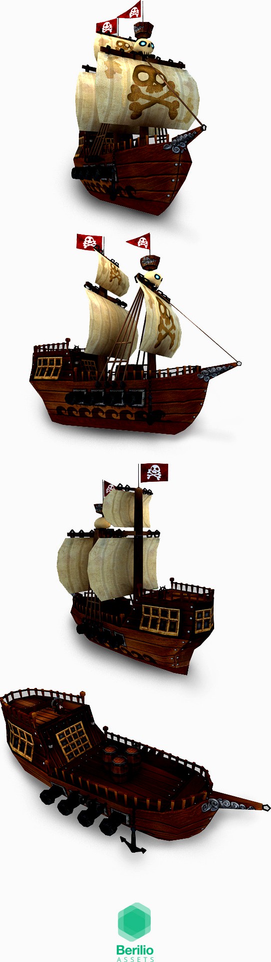 Low Poly Cartoonish Pirate Ship