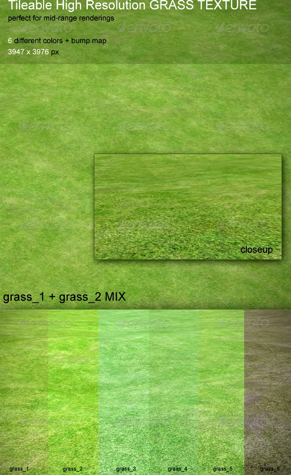 Grass Texture - Tileable, HiRes, 6 Colors