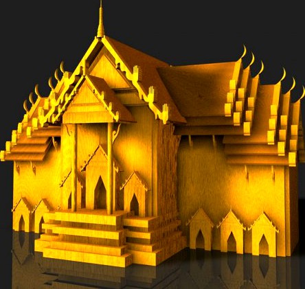 Thailand Bangkok Wat Benchamabophit 3D Model