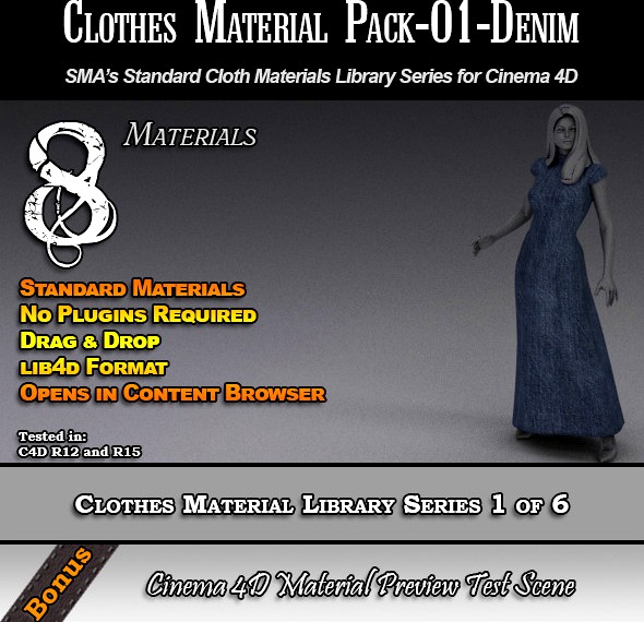 Standard Clothes Material Pack-01-Denim for C4D