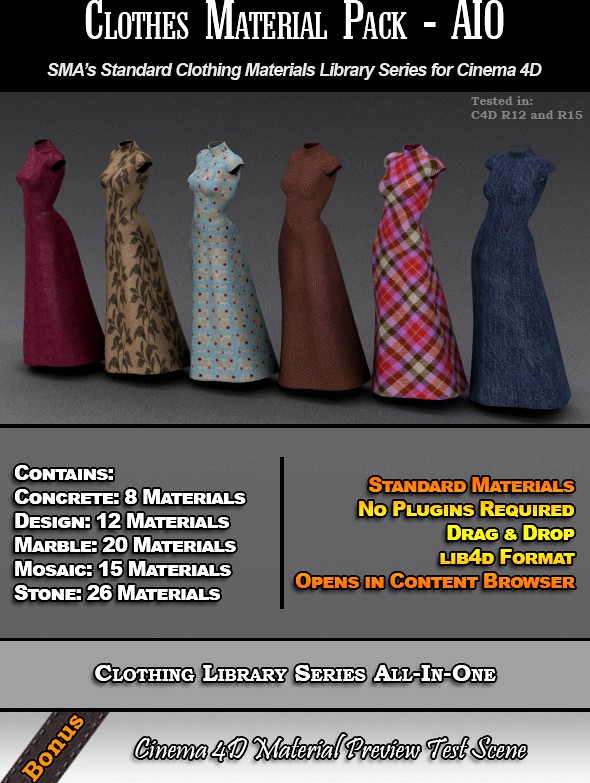 Standard Clothes Material Pack-AIO for Cinema 4D