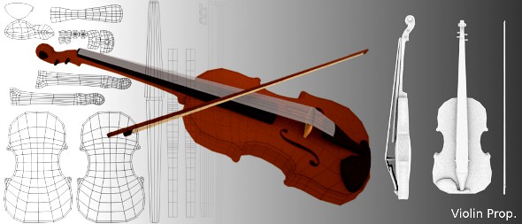 Low Poly Violin Mesh