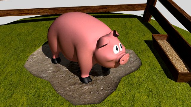 Pig in pen 3D Model