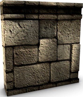 Low Poly Stone Wall Module 3D Model