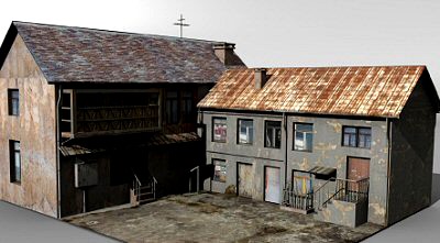 Old house and backyard 3D Model