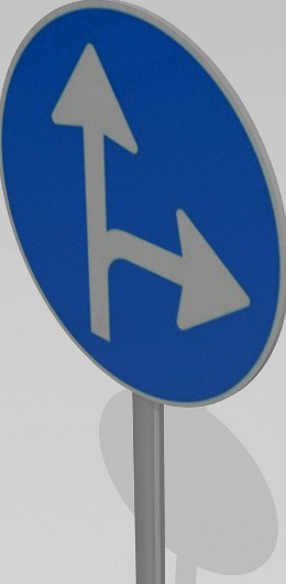 Turn right or straight sign