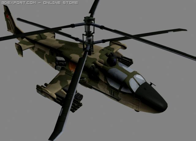 KA52 HocumB Russian Attack Helicopter Gunship 3D Model