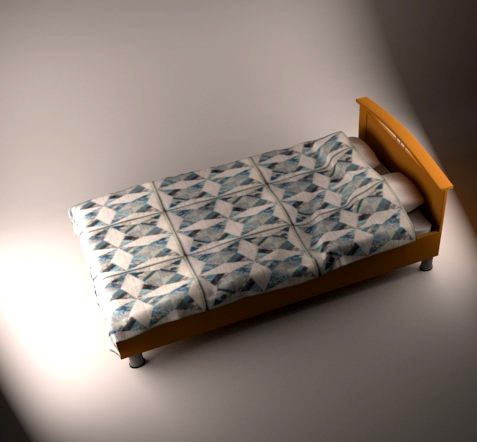 Bed with duvet and pillows 3D Model