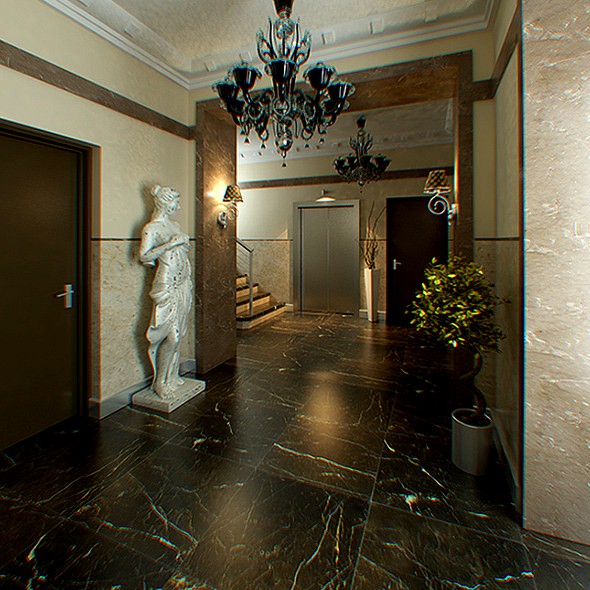 Hall Lobby Decorated Interior (full scene)