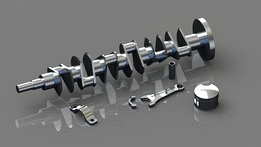 Crankshaft, piston and connector rod