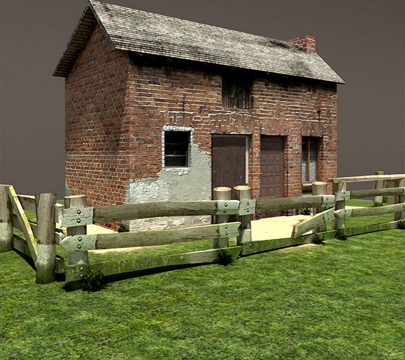 Derelict House Barn Low Poly