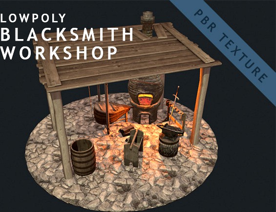 Low Poly Blacksmith Workshop (PBR)