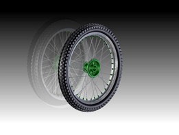 Spoked wheel with trials tyre