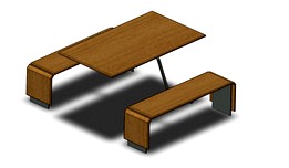 Wooden table - with attached seats