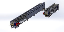 Small transport conveyor with extendable opportunities, for powders, meat, food