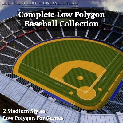 Complete Low Polygon Baseball Collection 3D Model