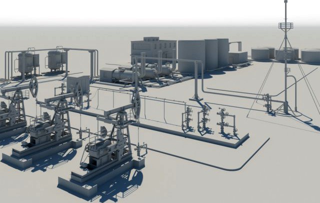 Oil Factory shell 3D Model