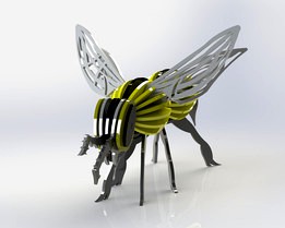 My "Bumble" Bee, yellow jacket, wasp, sheet metal puzzle, metalcraftdesign, 3d model, puzzle, insect